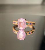 Beautiful Natural Ceylon Pink Sapphire with Natural Diamonds & 18k White Gold
