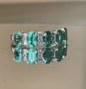 Beautiful Natural Emerald Ring with Natural Diamonds and 18k Gold