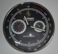 29 cm Silver body Black Dial clock( Ferrari)