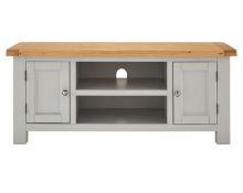 (6/Mez) RRP £529. Faversham Assembled Oak & Painted TV Unit Grey & Oak. Dimensions: (H50 x W120 x...