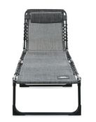 (49/Mez/R1D) RRP £99. Trespass Sonsteady Foldable Lounger Black/Dark Grey. Durable Steel Frame &...