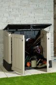 (28/Mez) RRP £129. Keter Store It Out Midi 845L Outdoor Storage Chest Beige. Lockable. Front Or T...