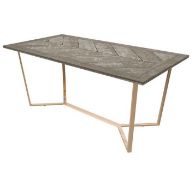 (8/Mez) RRP £409. Coco Large Rectangular Dining Table Dark Walnut Effect. Chevron Patterned Table...