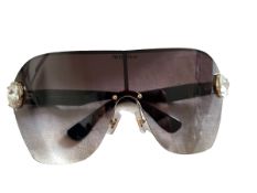 Miu Miu Black, Gold & Diamante Wrap Around Sunglasses - Surplus Stock from our Private Jet Charte...