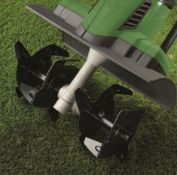 (124/Mez/1C) RRP £119. Powerbase 36cm 1050W Electric Rotavator Tiller, 36cm Working Width, 18cm W...