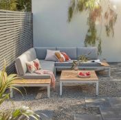 (1/Mez) RRP £1100. Hartington Spirit Collection Grey Metal Corner Garden Sofa Set. Stylish And Ve...