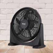 (131/Mez/1D) Lot RRP £80. 2x Arlec 20Inch High Velocity Plastic Floor Fan Black, 3 Speed Settings...
