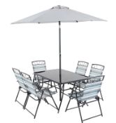(196/Mez/P) RRP £150. Wexfordly 6 Seater Metal Garden Furniture Dining Set. Table: (L140x W90x H7...
