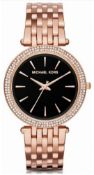Michael Kors MK3402 Darci Black & Rose Gold Tone Stainless Steel Ladies Watch
