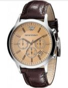 Emporio Armani AR2433 Men's Renato Brown Leather Strap Chronograph Watch