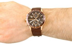 Hugo Boss 1513392 Men's Rafale Brown Leather Strap Chronograph Watch