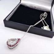 Artisan Sterling Silver Rock Crystal & Ruby Pendant Necklace