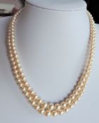Vintage Lotus Pearls 18 inch Double Strand Necklace