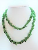 32 inch Single Strand Polished Tumbled Green Jade Necklace