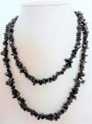 Single Strand 36 inch Necklace Polished Tumbled Black Obsidian