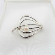 Cultured Pearl Sterling Silver Brooch