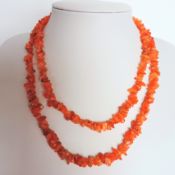 Raw Polished Orange Agate Necklace 34 inches