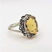 Sterling Silver 6ct Citrine Ring New with Gift Box
