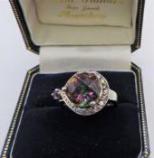 Sterling Silver 5ct Mystic Topaz Ring New with Gift Box