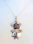 Large Artisan Sterling Silver Gemstone Pendant Necklace