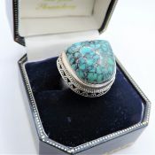 Vintage Sterling Silver Raw Turquoise Ring