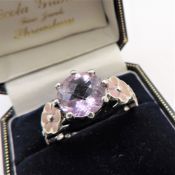 Designer Sterling Silver 3ct Rose de France Amethyst Ring New with Gift Box