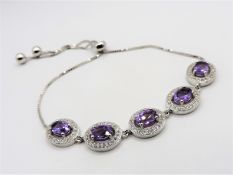 Sterling Silver 6ct Amethyst Bracelet New with Gift Box
