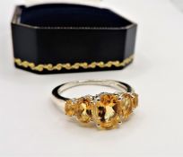 Sterling Silver 2ct Citrine Ring New with Gift Box
