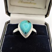 Vintage Artisan Sterling Silver Turquoise Ring