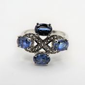 Steering Silver Sapphire and Diamond Ring New with Gift Box