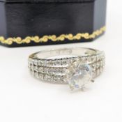 Sterling Silver White Gemstone Ring New with Gift Pouch