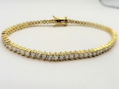Gold on Sterling Silver White Gemstone Tennis Bracelet New with Gift Pouch