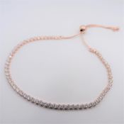 Rose Gold on Sterling Silver Gemstone Slider Tennis Bracelet New with Gift Pouch