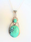 Artisan Sterling Silver Turquoise Pendant Necklace