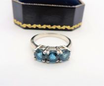 Sterling Silver 1.6ct Sky Blue Topaz Ring New with Gift Box