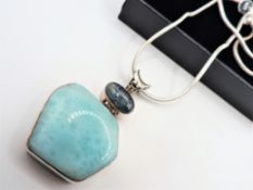 Vintage Artisan Sterling Silver Semi Precious Gemstone Pendant Necklace