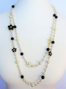 Pearl and Enamel No. 5 Necklace 28 inches Long