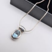 Sterling Silver 1.6 ct Topaz Pendant Necklace