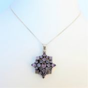 Vintage Sterling Silver Amethyst Gemstone Pendant Necklace