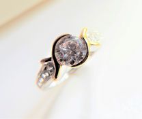 Gold Silver Matara Diamond Ring New with Gift Box