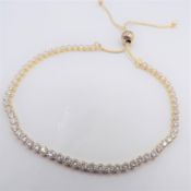 Gold on Sterling Silver Gemstone Slider Tennis Bracelet New with Gift Pouch