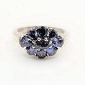 Sterling Silver Tanzanite Cluster Ring New with Gift Pouch