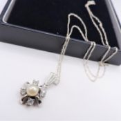 Sterling Silver Pearl Gemstone Pendant Necklace