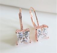 Rose Gold Silver 2.6ct Moissanite Earrings New with Gift Box