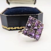 Sterling Silver 3ct Amethyst & Diamond Ring New with Gift Box.