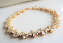 Gold on Sterling Silver 21ct White Sapphire Bracelet New with Gift Box