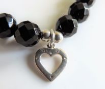 Black Jet Silver CZ Charm Bracelet