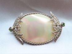 Vintage Mother of Pearl and Marcasite Brooch