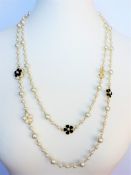 Pearl and Enamel No.5 Necklace 28 inch