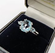 Sterling Silver 3.9ct Blue Topaz Ring New with Gift Box